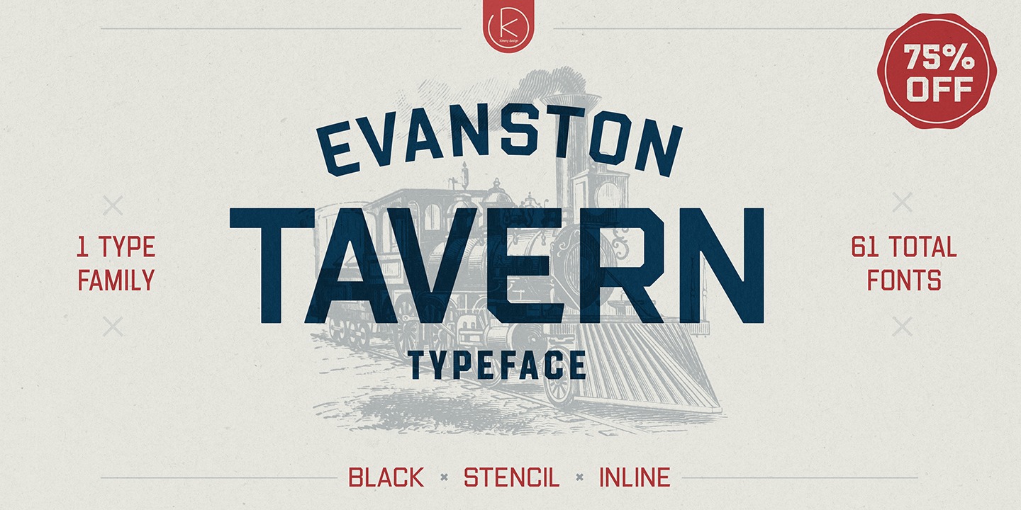 Przykład czcionki Evanston Tavern 1846